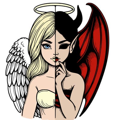 realistic angel half demon