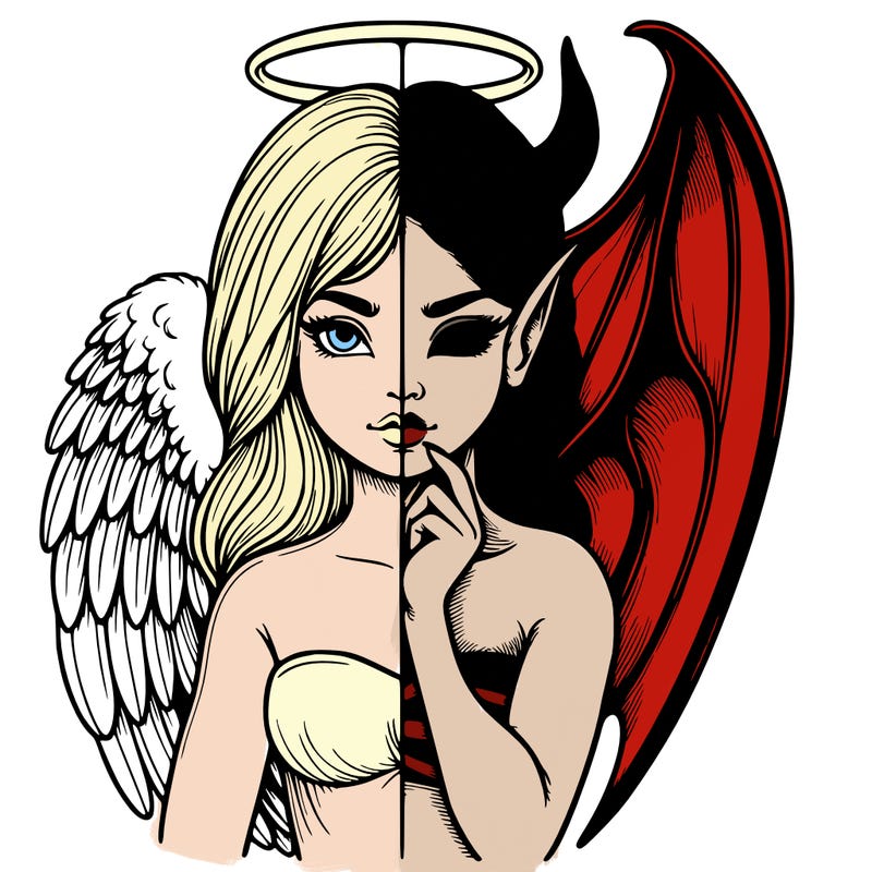 realistic angel half demon