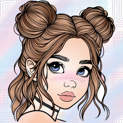 realistic girl with hair buns on her head