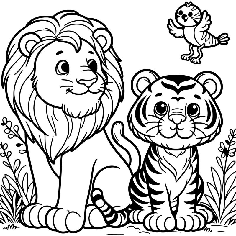 a lion and a tiger