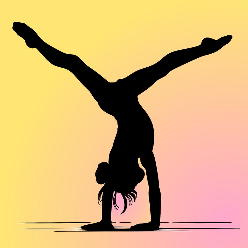 realistic gymnastic hand stand girl in four splits