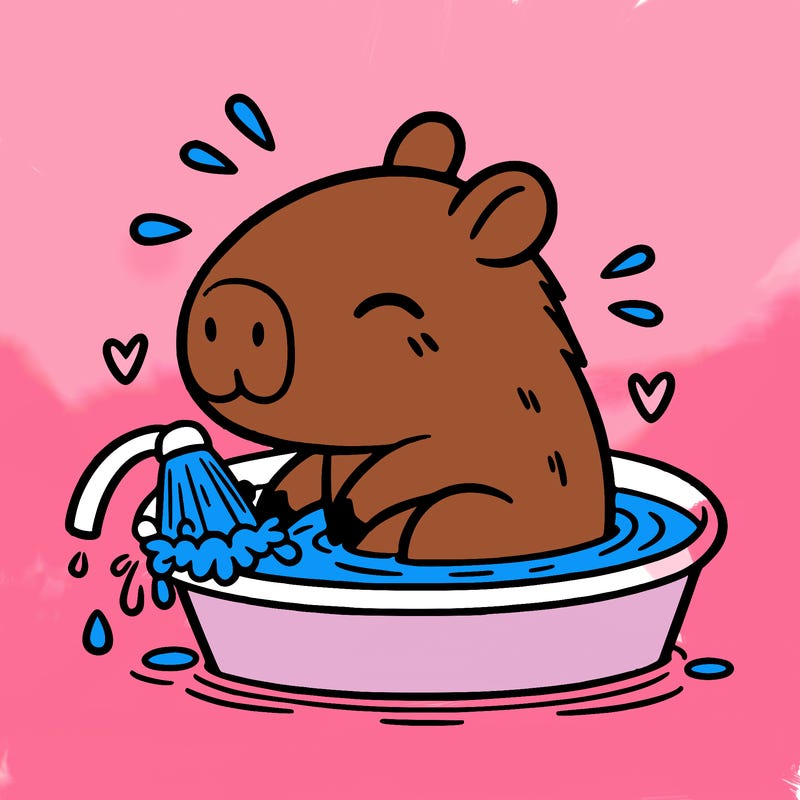 capybara taking a bath