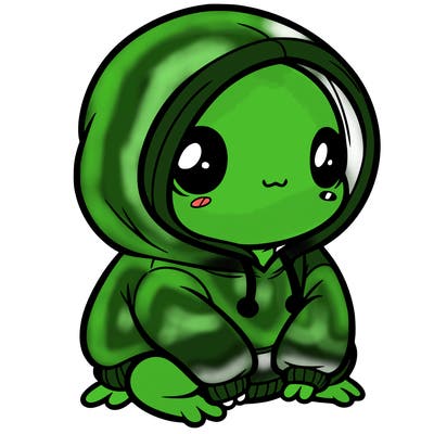 frog girl with oversize hoodie