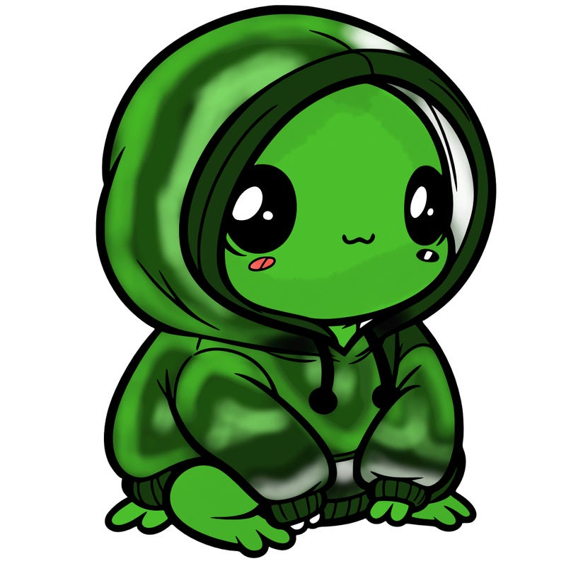 frog girl with oversize hoodie