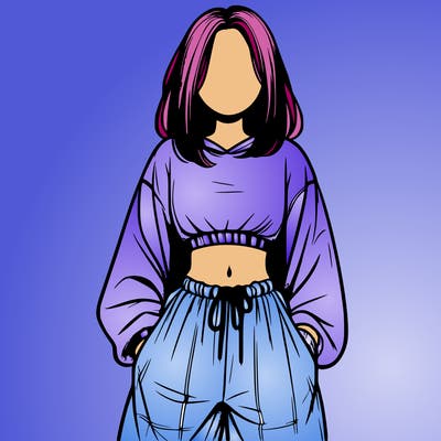 realistic girl faceless with baggy pants and a crop top