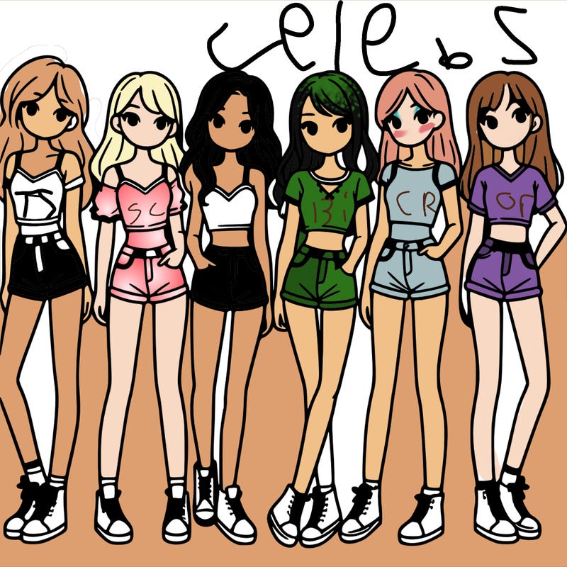 a group of girls wearing crop tops and shorts