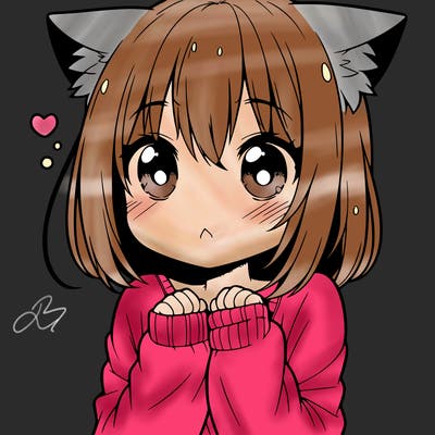 shy anime catgirl