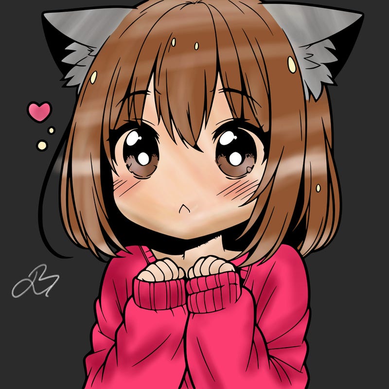 shy anime catgirl