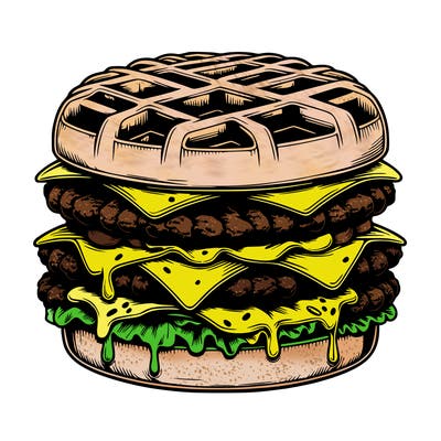realistic waffle burger
