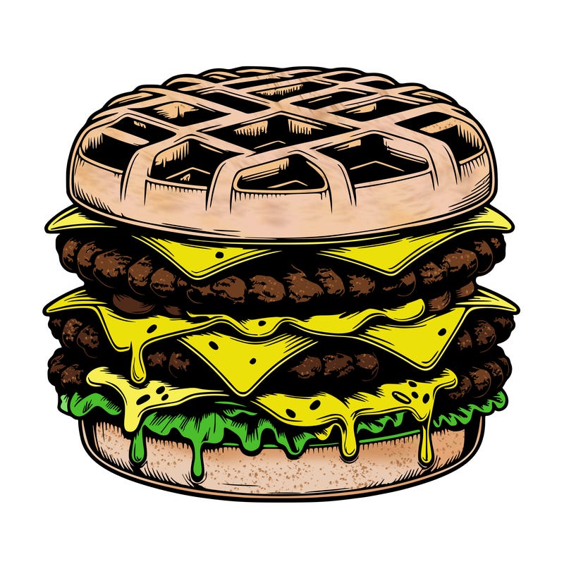 realistic waffle burger