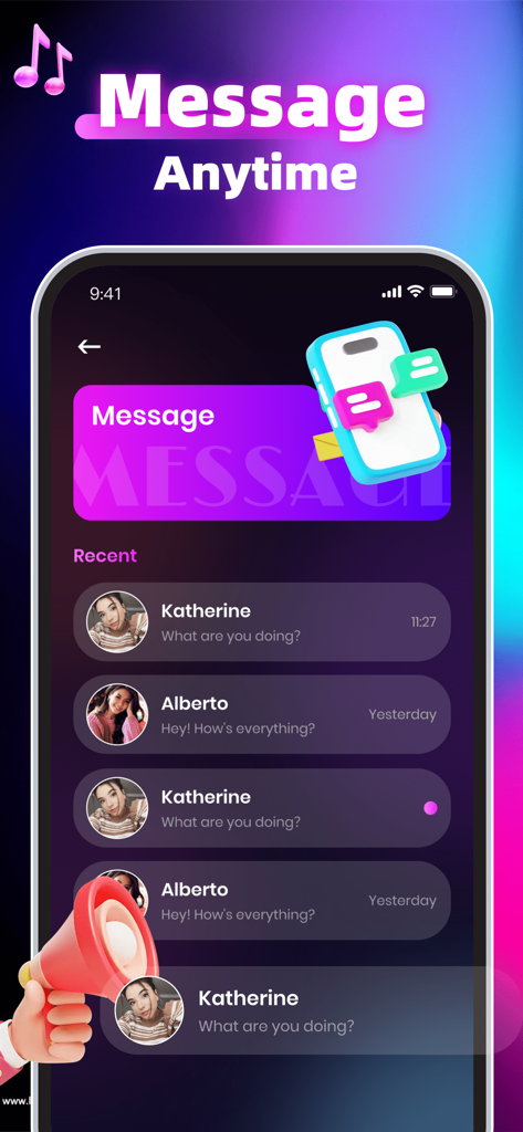 Covit app recent messages screen showing chat history and user profiles