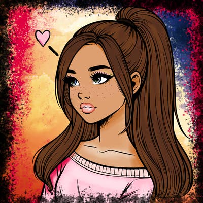 realistic girl with a high ponytail