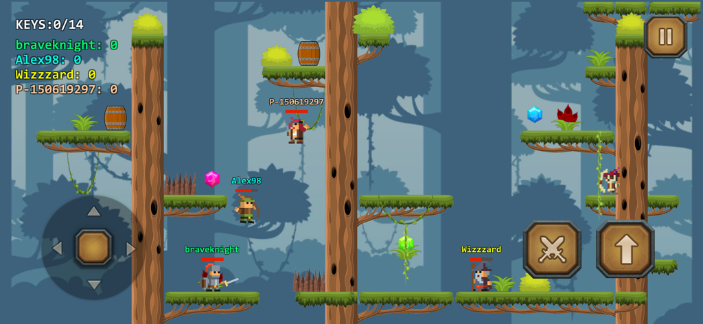 Epic Game Maker: Sandbox Craft - Un grupo de jugadores explorando un nivel de fantasía personalizado en el modo multijugador cooperativo de Epic Game Maker.