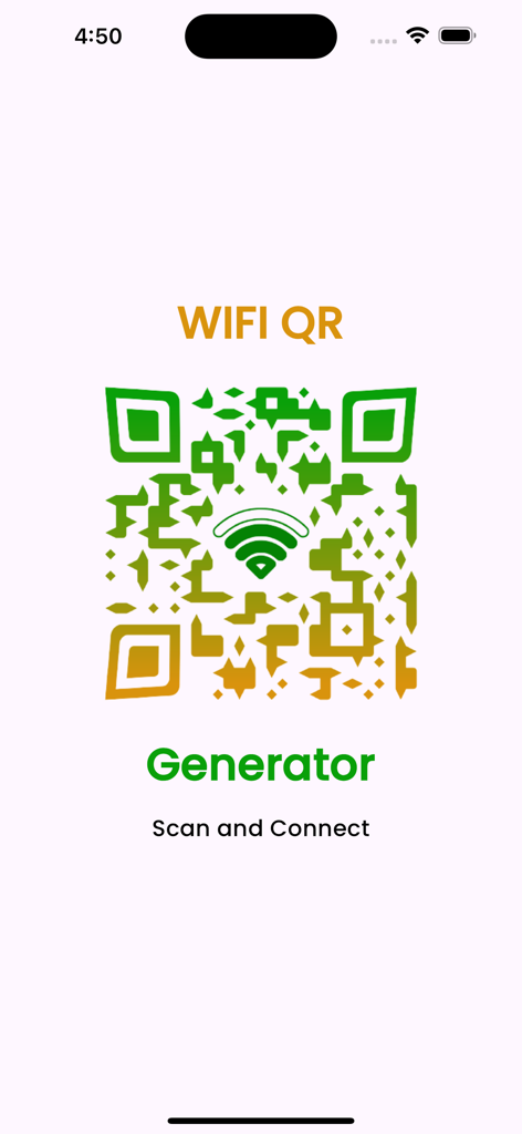 WiFi QR Generator Offline - WiFi QR generator app showing a QR code and scan to connect instructions