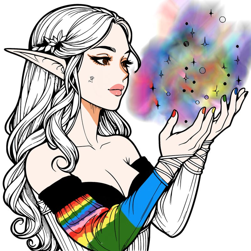 realistic elf girl doing magic