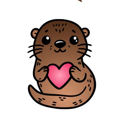 otter with a heart