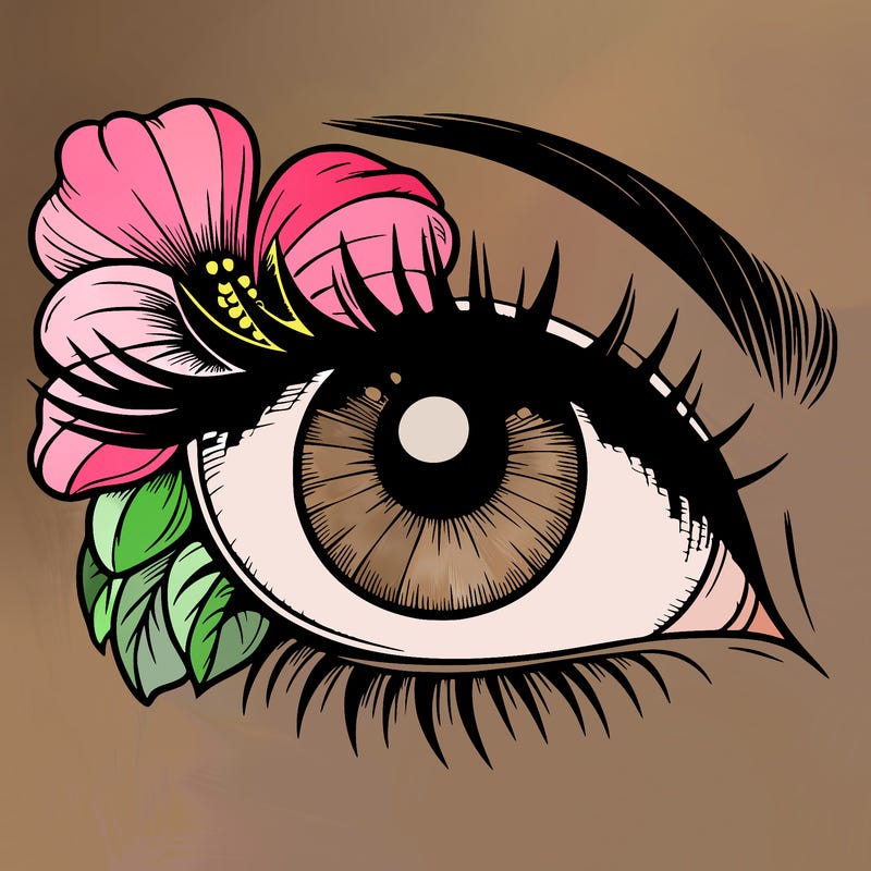 realistic eye with flower
