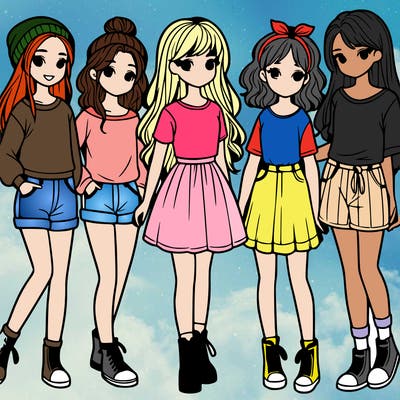 a group of five girls