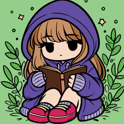 girl in oversized hoodie reading a book