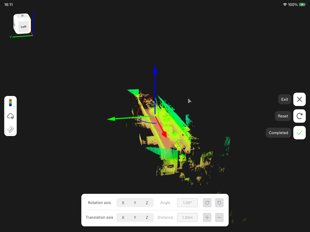 FJD Trion Model - Professional interface for adjusting and rendering 3D LiDAR point clouds with rotation and translation tools