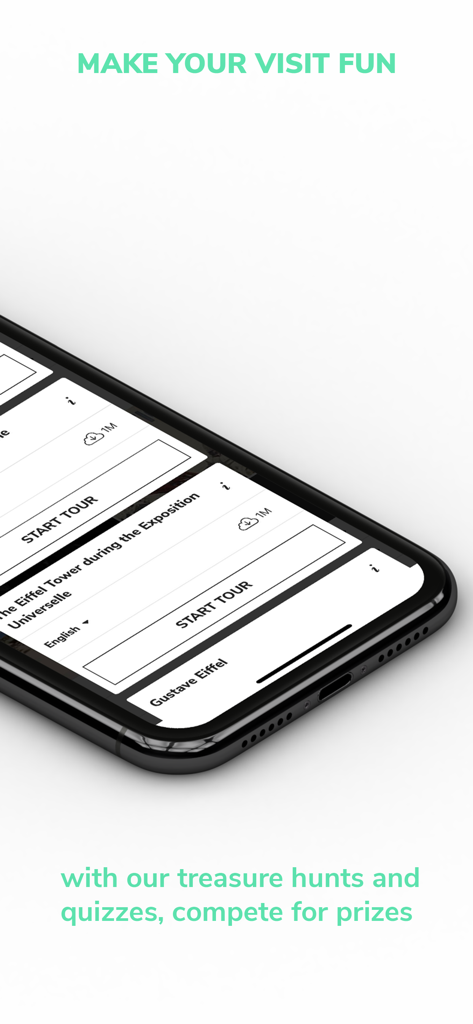 CloudGuide - CloudGuide app interface showing interactive treasure hunts and quizzes for tourist sites
