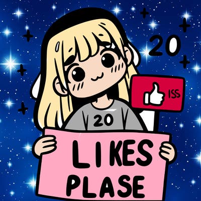 girl holding sing that says 20 likes please