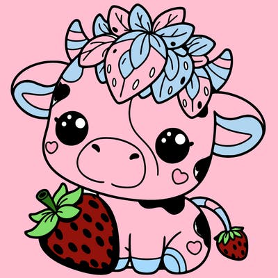 cute strawberry cow
