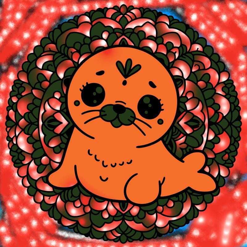 a cute baby seal mandala