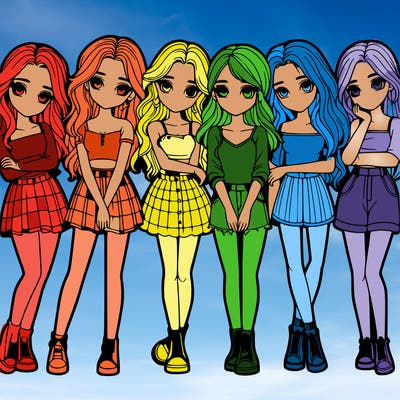 a group of girls realistic