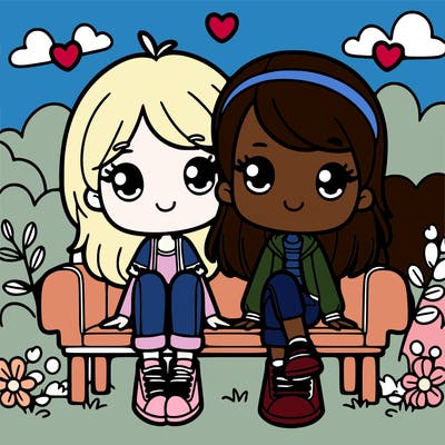 a pair of besties sitting next to each other