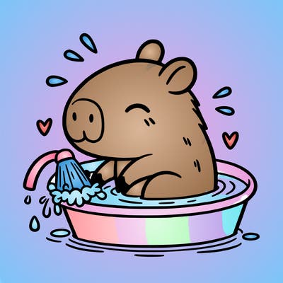 capybara taking a bath