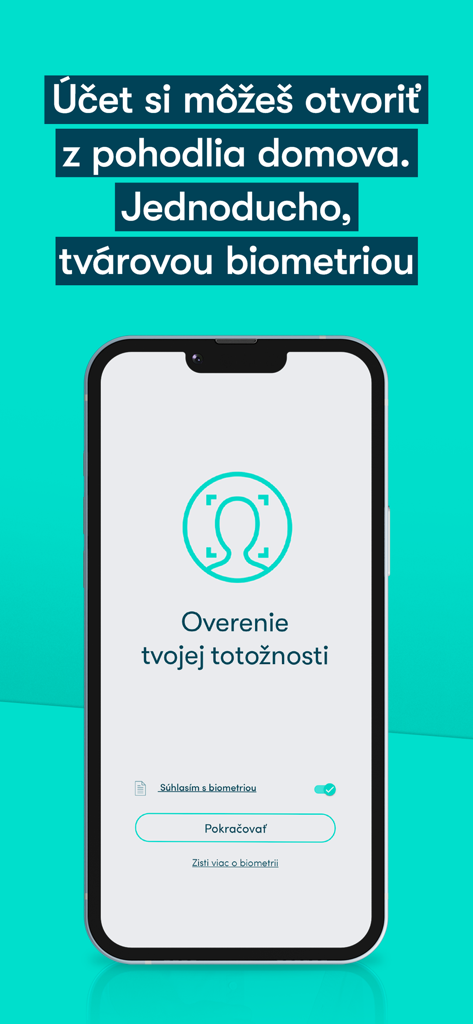 Pantalla de smartphone que muestra la verificación de identidad biométrica facial para la apertura de cuenta en la aplicación 365.bank.