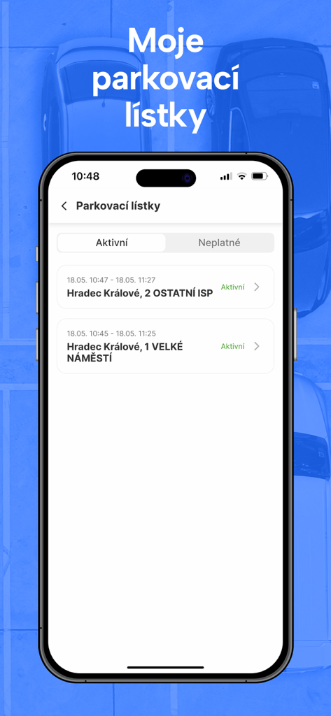 ParkSimply - ParkSimply app interface showing a list of active parking tickets
