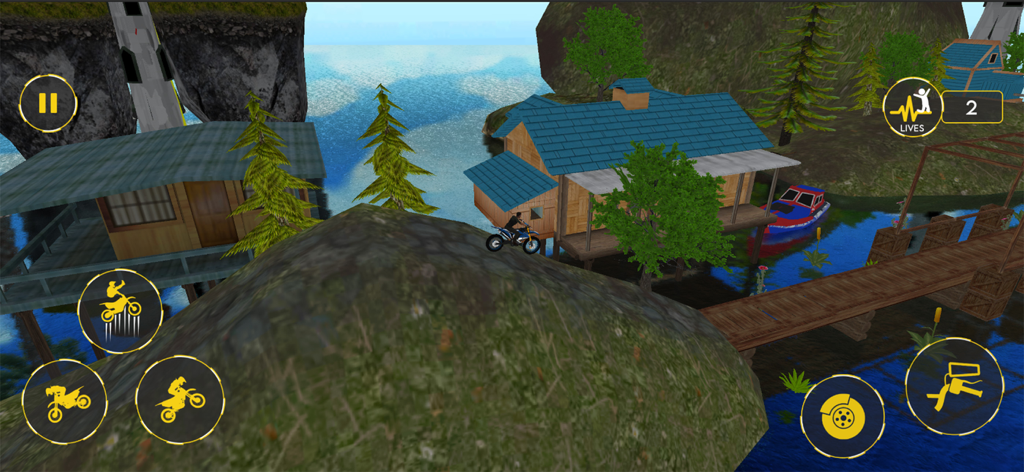 Bike Stunt 3d: Racing Games 3D - Una moto de cross realizando acrobacias en un entorno de juego de carreras 3D