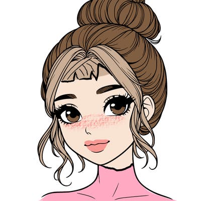 realistic pretty girl with hair in bun