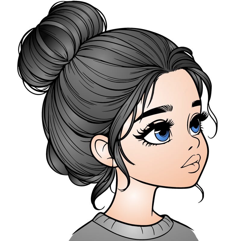 realistic girl with bun