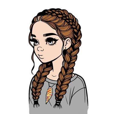 realistic girl with braids