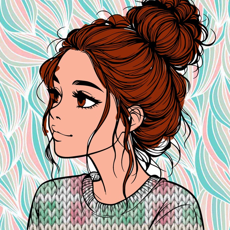 a realistic girl with a messy bun