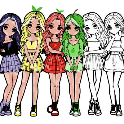 a group of girls realistic