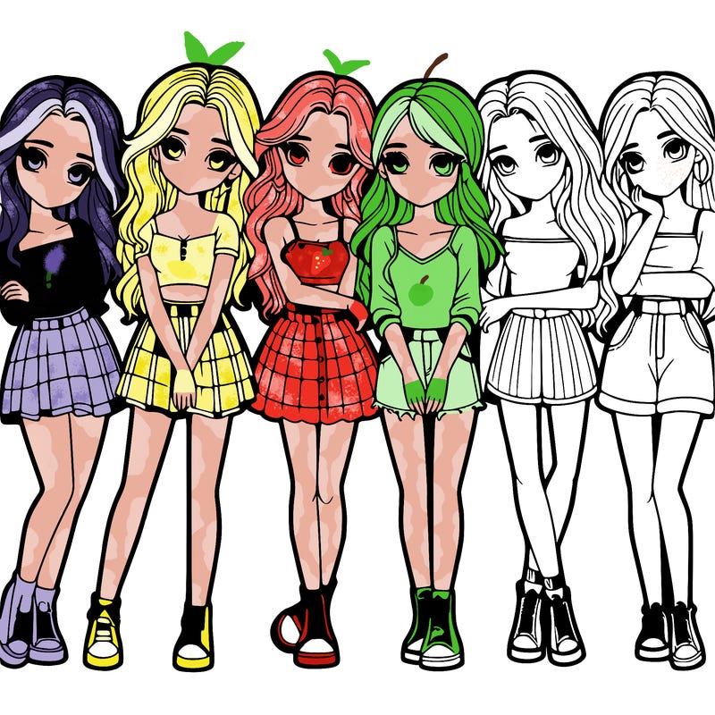 a group of girls realistic