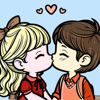boy and girl kissing