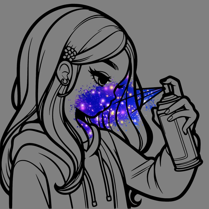 a realistic girl spray painting