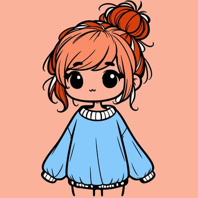 cute girl with baggy sweater and messy bun