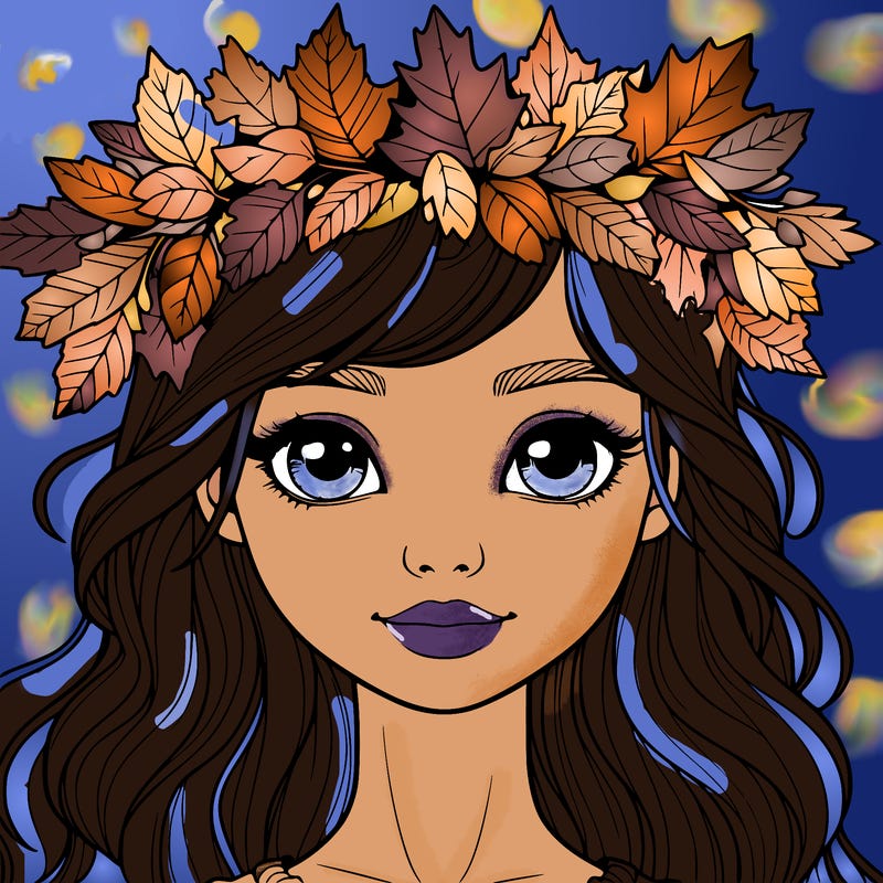 realistic girl with fall leaf crown