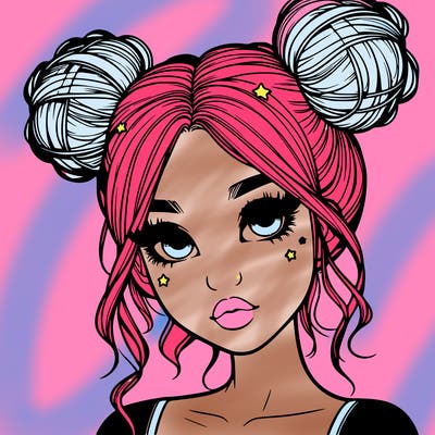realistic girl with space buns