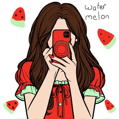 a realistic girl holding her phone taking pictures