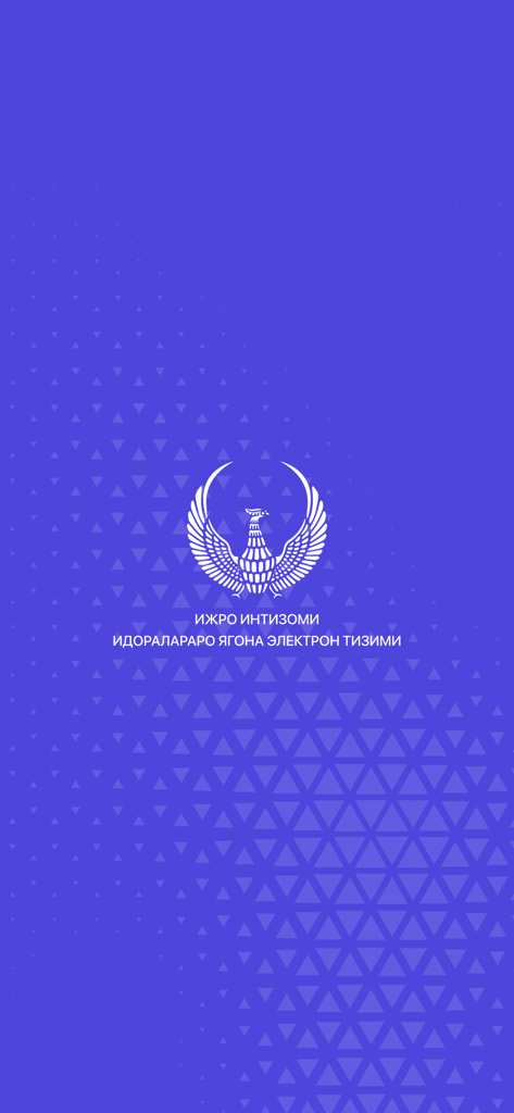 IJRO.GOV.UZ - Splash screen of the IJRO.GOV.UZ app featuring the national emblem of Uzbekistan and official text in Uzbek.