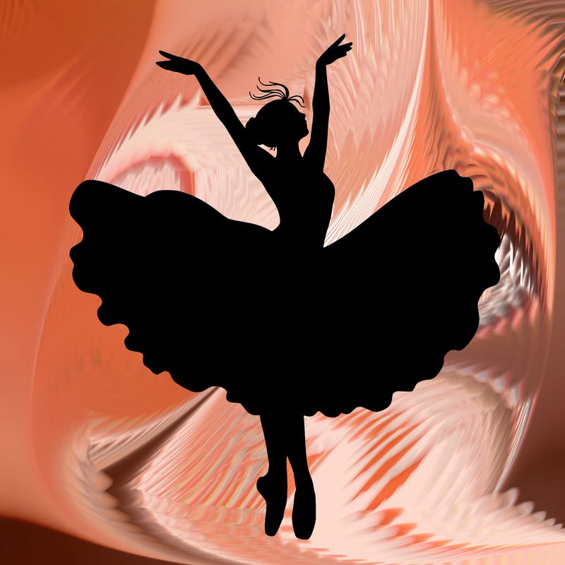 a delicate ballerina with her costume in motion.