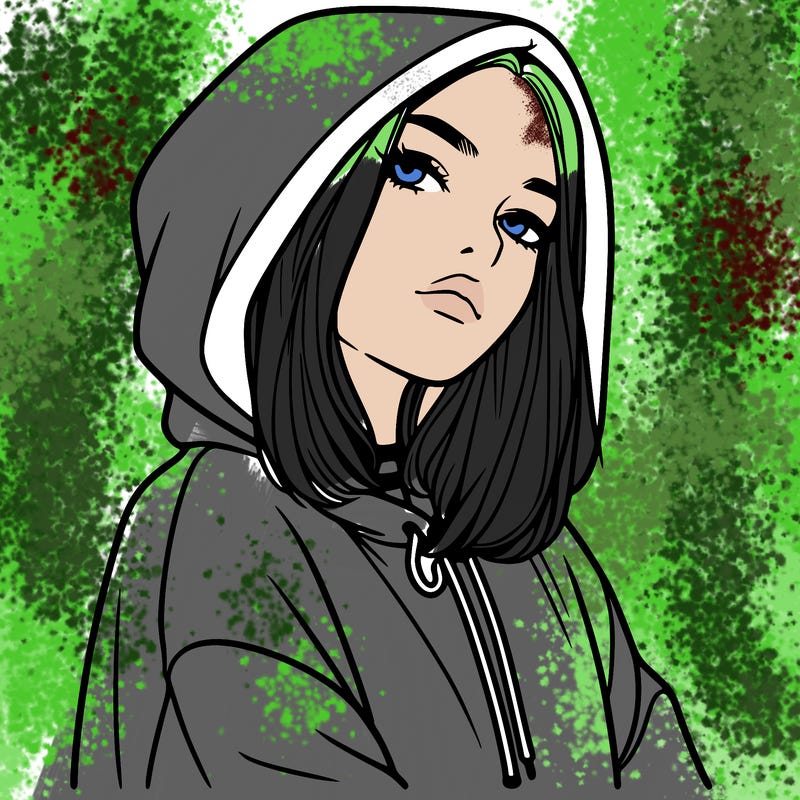 a realistic girl in a hoodie