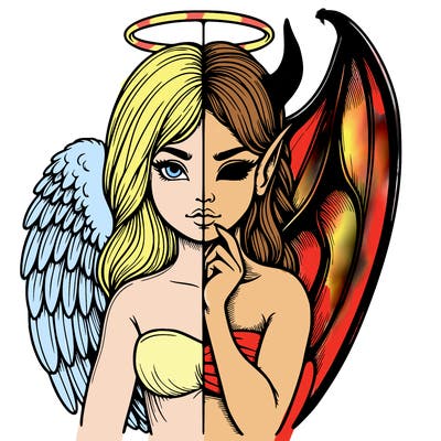 realistic angel half demon